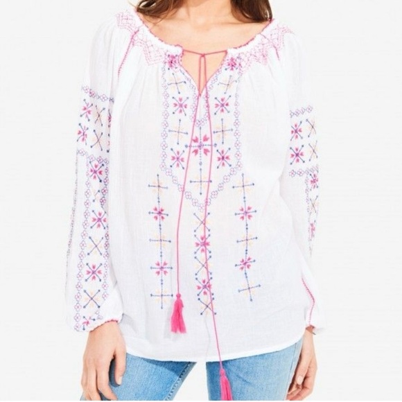 NWOT Robert Roller Rabbit Embroidered Gauze Tunic - Picture 1 of 14